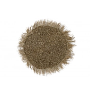petit Tapis rond à franges en jute tressé diamètre 125 cm soleil