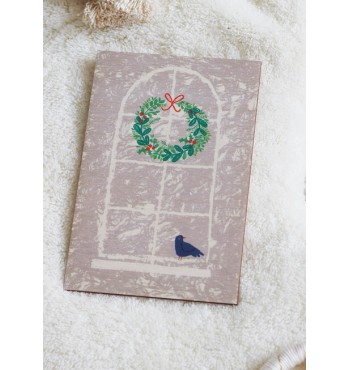 Carte de voeux en bois Fenêtre de Noël à envoyer poste service envoi cadeau