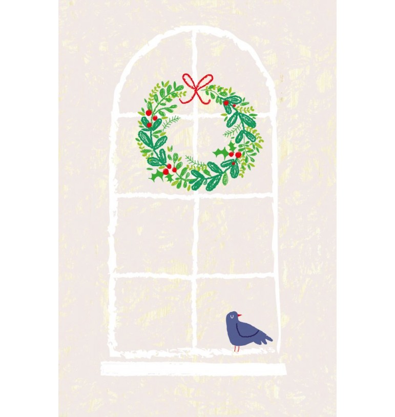 Carte de voeux en bois Fenêtre de Noël à envoyer poste service envoi cadeau