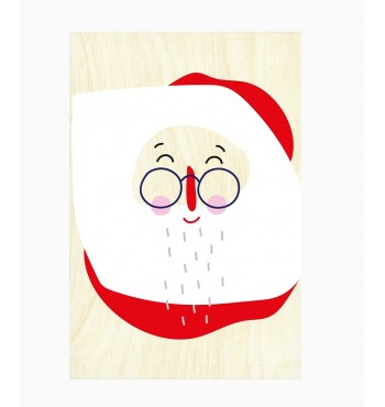 Carte de voeux en bois à envoyer poste service envoi cadeau Père-Noël barbe blanche hohoho