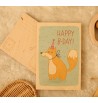 Carte anniversaire en bois à envoyer poste service envoi cadeau verso timbre happy b-day chien