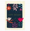 Carte anniversaire en bois à envoyer poste service envoi cadeau verso timbre happy birthday flower power