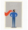 Carte de voeux en bois à envoyer poste service envoi cadeau Daddy Superhero