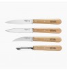 Coffret lot 4 couteaux essentiels en cuisine Opinel éplucheur office légumes cranté dents  bois hêtre