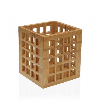Coffret carré rigide bambou et bois