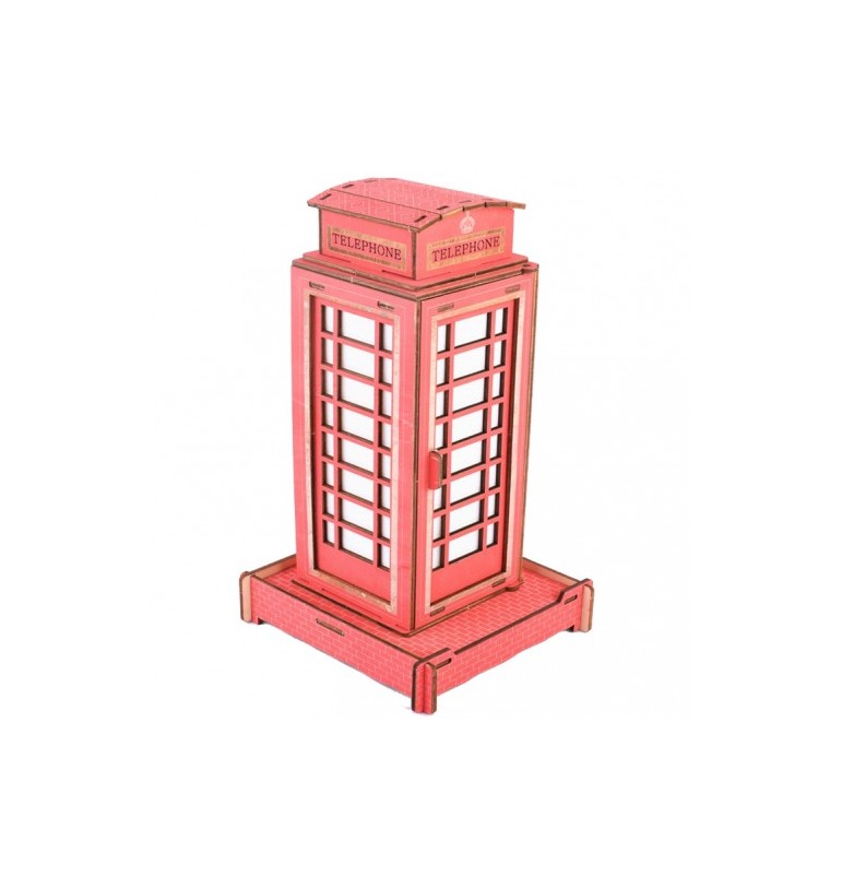 Maquette cabine téléphonique rouge en pièces de bois fsc britannique anglaise londres