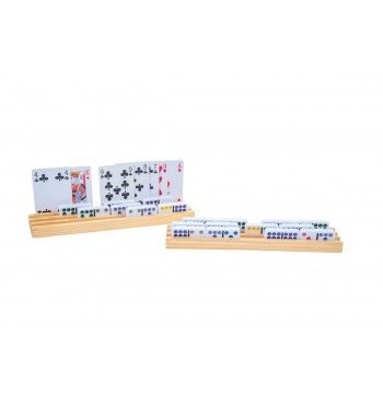 Porte-cartes et dominos en bois massif jeu société