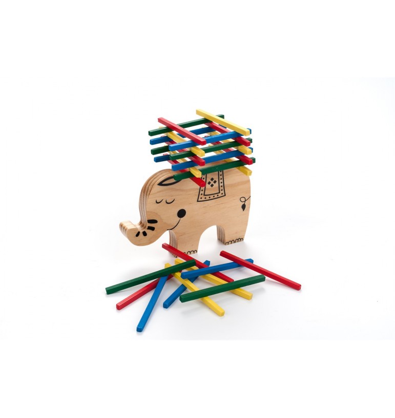 Jeu d'équilibre Elephant avec bâtonnets en bois