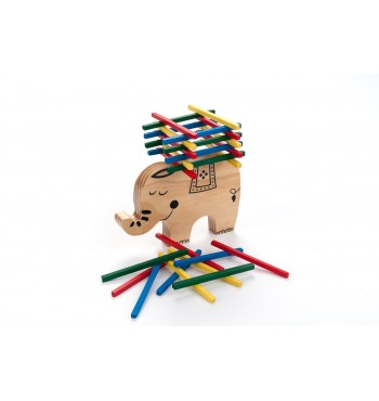 Jeu d'équilibre Elephant avec bâtonnets en bois