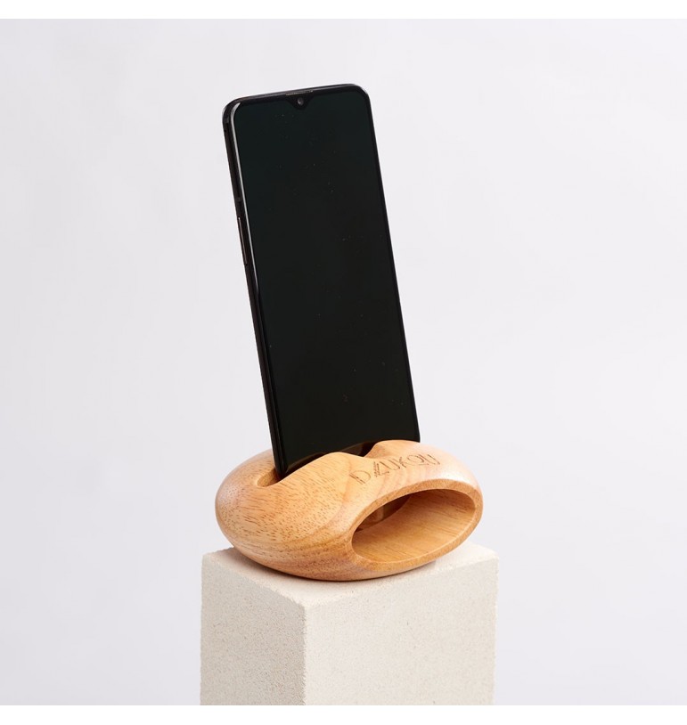 Amplificateur de son & support de smartphone en bambou