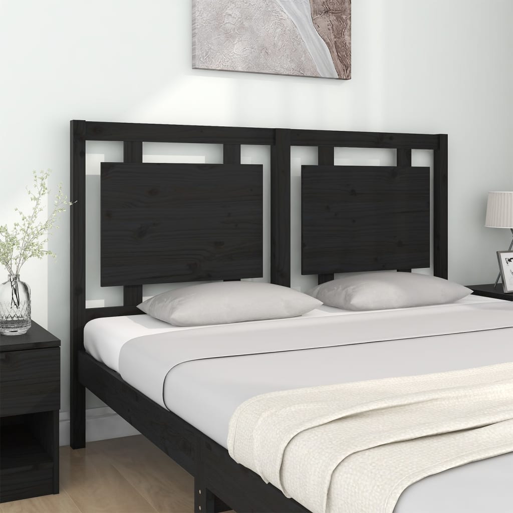 Tête de lit asiatique lasurée couleur noire 145,5cm bois pin massif lamellé collé