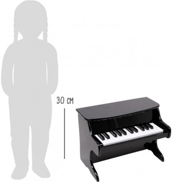 dimensions Piano noir miniature en bois laqué musique notes instrument touches