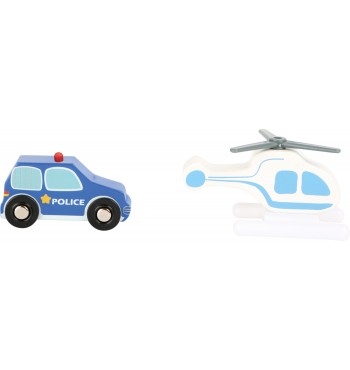 jeu Commissariat de police cellule prison et hélicoptère policier voleur voiture bois