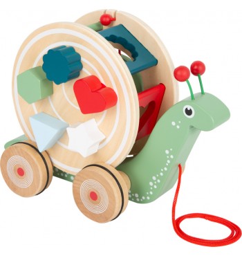 jeu Escargot à tirer avec roue puzzle vis formes bois rond couleurs rose