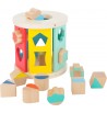 Tonneau rond puzzle à formes géométriques et couleurs en bois massif