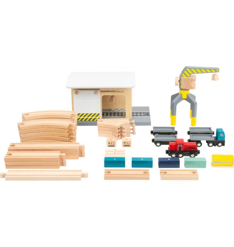 Train En Bois Vintage HEROS – Wagon Avec Grue Magnétique – Allemagne – Occasion (manque Pièces)