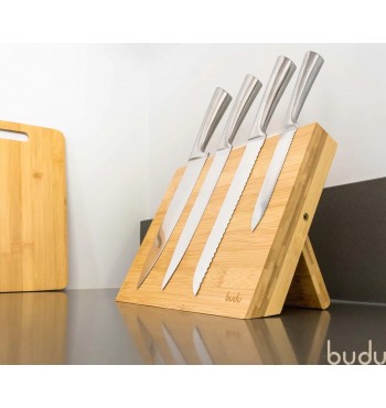 porte-couteau relaxdays bois - bloc de couteaux en bambou