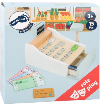 boite jouet Caisse enregistreuse billets & carte en bois marchande argent