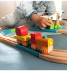 jeu Circuit de train chemin fer & grue magnétique aimant Junior bois massif fret