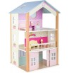 Maison de poupées tournante 3 étages en bois double deux faces meubles couleurs filles