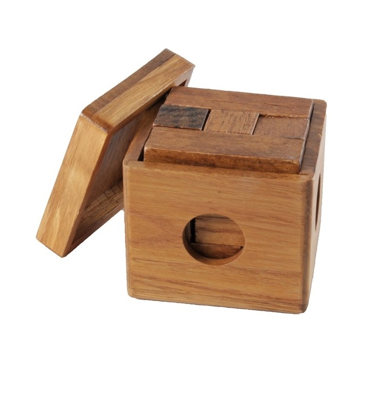 Casse-tête puzzle cube en bois avec boite