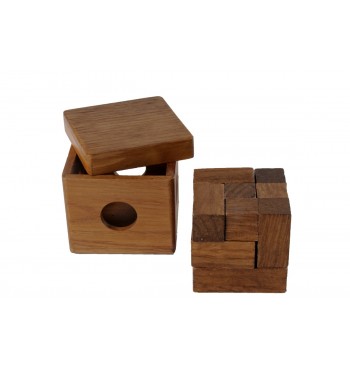 Casse-tête puzzle cube en bois avec boite