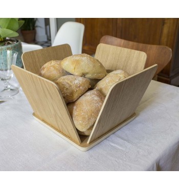Corbeille à pain carrée design à monter et démontable bois placage chêne reine mere