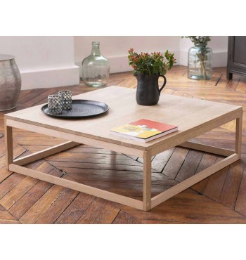 Table basse carrée 100x100 en bois de chêne massif certifié label FSC decoclico