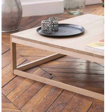 Table basse carrée 100x100 en bois de chêne massif certifié label FSC decoclico