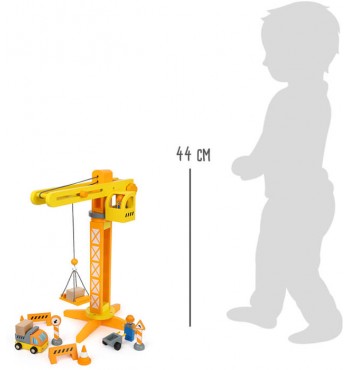 dimensions Grue de levage de chantier avec accessoires en bois Small foot ouvrier barrières sécurité