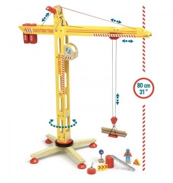 Grue de levage de chantier bois rotation 3 dimensions ouvrier sécurité matériaux contrepoids vilac