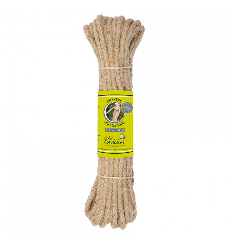 Natural hemp fiber rope 6mm x 10m