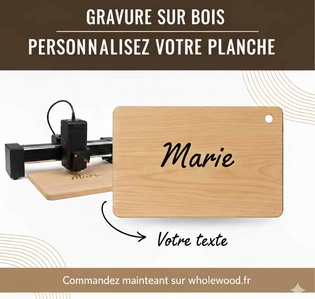Personnalisation bois par gravure laser